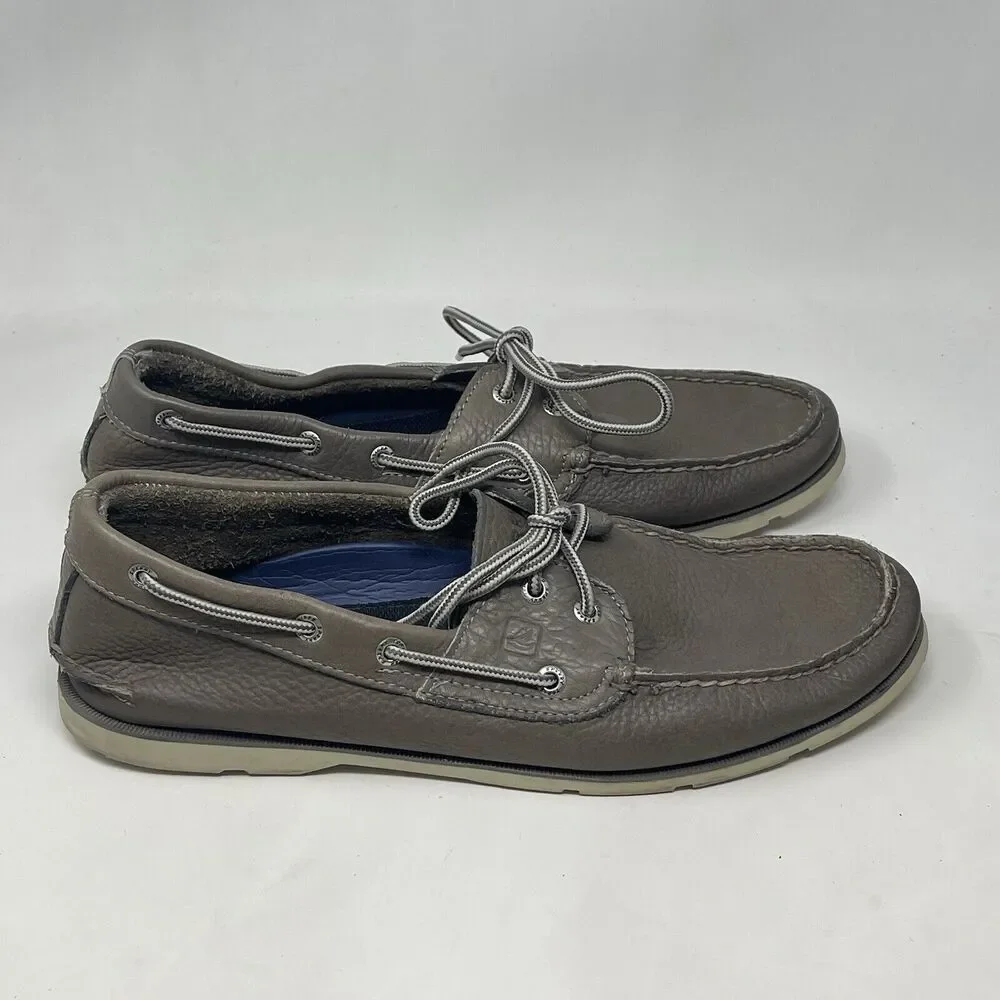 Sperry Top Sider Leeward Boat Shoes Mens 12 M Gray Leather 2 Eye Moccasins